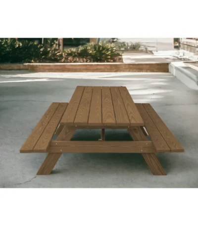Brown solid wood folding dining table 94-inch for outdoor patio use