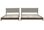Goldoma Fabric Platform Bed Frame King Size with Headboard – Mid Century Modern Adjustable Convertible Light Grey – styled