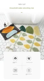 High Quality Bath Mat Simple Style Flocking Bathroom Non-slip Mat Bathroom Door Mat Microfiber Bathroom Carpet – in a cozy