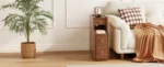 Narrow Solid Walnut Wood Nightstand with 3 Drawers – top view