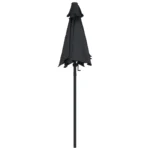 W2B VidaXL Garden Parasol Medium Black and Dark Grey Aluminum & Polyester Patio Umbrella with Base for Courtyard Use