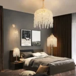 Free Shipping 5-Light Crystal Chandelier Adjustable Height Pendant Light with Grape-Shaped Crystal Bead Strings Modern