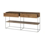 HMS 63 Two-Drawer Sideboard Cabinet Brown Solid Wood with Modern & Traditional European Design for Farmhouse & Dining MDF Style - Image 6