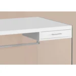 HMS 48" White and Clear Computer Desk with Drawer Ergonomic Wooden Metal Foldable Extendable for Home Office or Bedroom Use