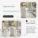 Modern round wood pedestal dining table for 4 in oak finish