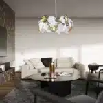 Modern Brass Ginkgo Leaf Chandelier Luxury Round Pendant Light Gold Chandelier for Dining Room Kitchen Island Living Room