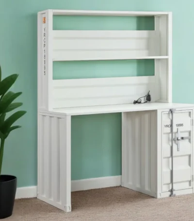 HMS 47" White Metal Computer Desk with Comfortable Writing Surface