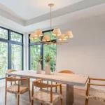 Boho Rattan Chandelier, Rustic Industrial Pendant Light Large Adjustable Pendant Lighting Fixtures for Dning Room Living