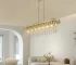 US Stock Free Shipping Dining Living Room 39.4 Inch Sand Gold Crystal Chandelier Oval Pendant Light with Adjustable Chain