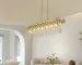 US Stock Free Shipping Dining Living Room 39.4 Inch Sand Gold Crystal Chandelier Oval Pendant Light with Adjustable Chain