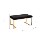 Goldoma 40-Inch Faux Fur Upholstered Bench – Black & Champagne – base detail