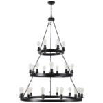 Ship From USA,45" Retro Industrial Style 3-Layer Pendant Light, 27-Lights Black Farmhouse Pendant(Bulb Not Included)