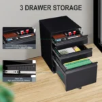 3 Drawer Metal Mobile File Cabinet With Lock for Letter/A4/Legal Size Under Desk Rolling Cupboard for Home Office – top view