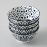 4 Pcs/set 4.5 Inch Rice Bowl Ceramic Tableware Thread Underglaze Color Support Oven and Dishwasher – in a cozy room setting
