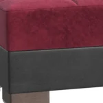 Goldoma 52-inch burgundy tufted storage ottoman with microfiber and faux leather upholstery in living room