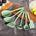 6-piece kitchen utensil set with colorful silicone spatulas and spoons on a countertop