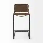 HMS 35 Modern Luxury Bar Stool Brown Black Leather with Metal Rotating Feature Solid Wood PU Material for Home Bar Kitchen