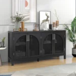 Modern FCJ Home Furniture Sideboard with Large Storage Faux Rattan Doors Metal Handles for Living Rooms and Entryways - Image 3