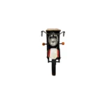 HMS Red and Black Metal and Wood Rolling Glider Bike Bar Cart with Wine Storage Home Bar Tools - Image 3
