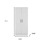 White two-piece bedroom set with dresser and armoire featuring metal handles and manufactured wood construction