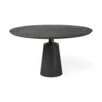 54" Round Pedestal Dining Table in Brown Solid Wood and Metal – side view