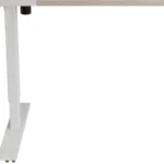 HMS Adjustable White and Natural Wood Rolling Computer Desk with Stainless Steel Modern and Stylish Workspace – styled in a