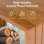 5-Piece Outdoor Bar Set with Acacia Wood Table and Cushioned Stools – close-up detail