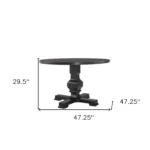 47" Solid Wood Dining Table with Black Pedestal Base – top view