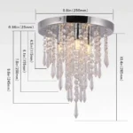 Modern Mini Crystal Chandelier, Flush Mount Ceiling Light with 3 G9 Bulbs, Elegant Pendant Lamp for Hallway, Living Room