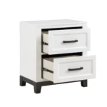 White nightstand with drawers – minimalist wooden bedside table with two storage drawers