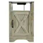 Farmhouse Nightstand with USB Charging Station - Rustic Wooden Bedside Table – side view