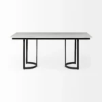 Goldoma 71-Inch Solid Wood Dining Table, White and Black, European Design – close-up detail
