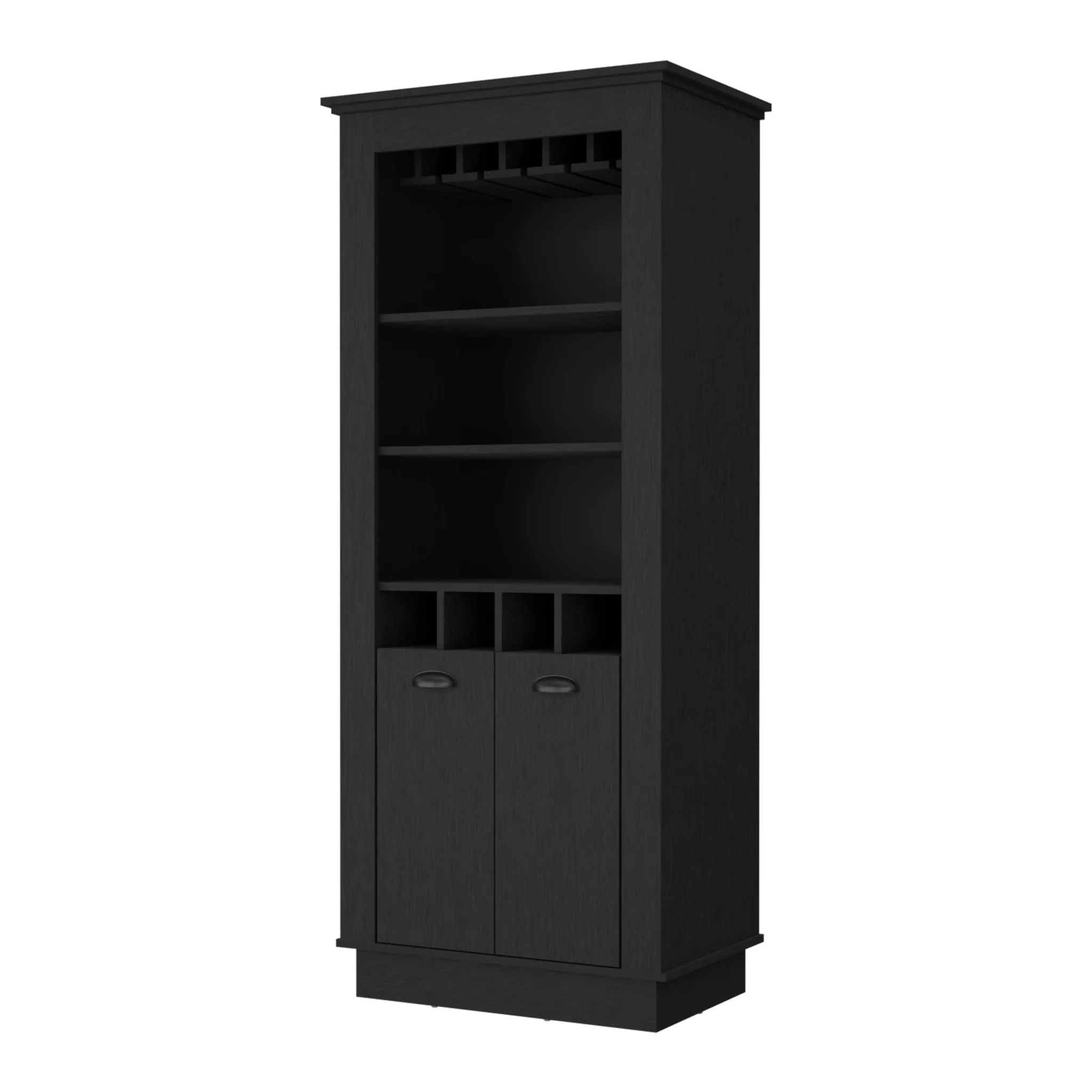 Hf8527ae6ec224e8e86dab9ccb329ee03B.webp HMS 70 Rustic Modern Dining Black Bar Cabinet Home Use Wine Storage with Iron Wood Oak Panel Materials - Image 1