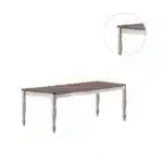 Antique White Oval Dining Table with 2 Leaves – Rubberwood & Oak Veneer – close-up detail