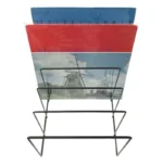 E8BA Metal LP Record Rack Exhibit Stand Book Magzine Holder Record Collection Storage Shelf Stand Office Desk Organizer