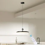 15.7" Modern Dimmable LED Pendant Light, Adjustable Height Mini Hanging Lamp with Remote for Kitchen Island, Dining Room