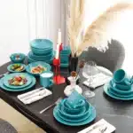 20 Sets of Luxurious Coarse Earthenware Tableware Green Plates Ceramic Tableware Soup Bowls Coffee Cups Wedding Tableware