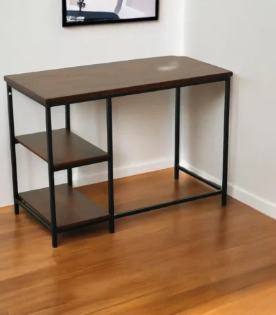 HMS 42" Chestnut and Black Solid Wood and Metal Computer Desk