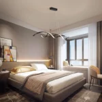 40W Dimmable LED Wave Pendant Light, Adjustable Length Hanging Chandelier Lamp for Kitchen Island, Dining Room, Living Room