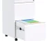 Aobabo 2-Drawer White Metal Office File Cabinet Fully Assembled 25.6''H Legal Letter A4 Size Desk Steel Mobile Lock Wheels