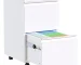 Aobabo 2-Drawer White Metal Office File Cabinet Fully Assembled 25.6''H Legal Letter A4 Size Desk Steel Mobile Lock Wheels