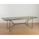 84-inch solid wood dining table with black metal trestle base in natural finish
