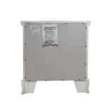 White 2-drawer nightstand with floral motifs and carved details for bedroom storage