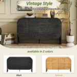 Modern Wood Sideboard Cabinet Curvy Edge 4 Doors Storage Adjustable Shelves Portable Living Room - Image 3