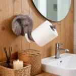 Wall Mounted Resin Elephant Toilet Paper Holder - Realistic Animal Sculpture Paper Roll Rack for Bathroom – close-up detail