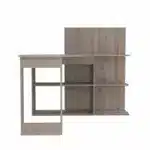 HMS 47" Light Gray L-Shaped Gaming Desk Portable and Foldable Computer Table with Shelf and Drawer for Office Use or Hotel