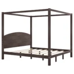 Goldoma modern king size canopy platform bed made of solid wood and plywood with adjustable headboard support legs in a stylish bedroom setting