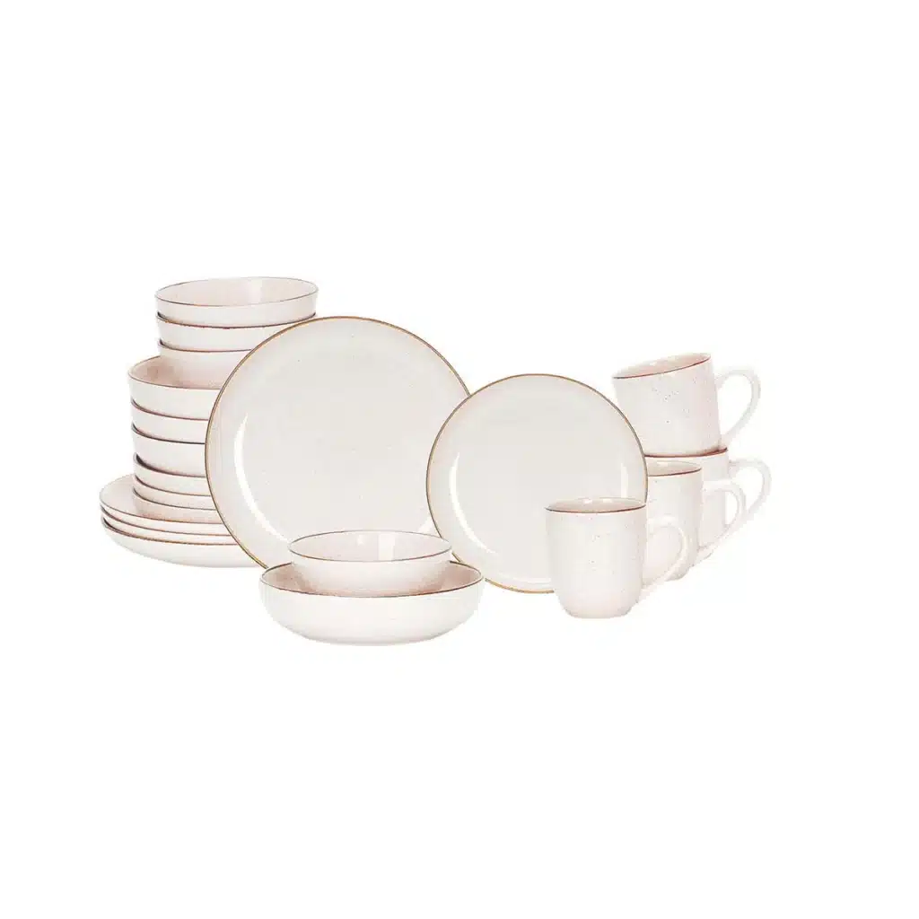 Stoneware Ceramic 20pcs Peach Round Nordic Style Dinner Plate Smooth Clean Easy Plates Sets Dinnerware Low Price Dinnerware