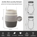 OIAHOMY Laundry Hamper Woven Cotton Rope Large Clothes Hamper 25.6" Height Tall Laundry Basket with Extended Cotton Handles