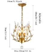 3-Light Crystal Chandeliers,Ceiling Lights,Crystal Pendant Lighting for Living Room Dining Room Bedroom Restaurant